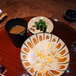 堺町 かもくら - 玉蜀黍御飯　赤だし　香物