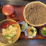 花子そば・うどん - えび天だしめし定食{ざるそば}