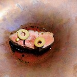 La Brianza - 紀州鴨ロースト下にビーツトマトのコンソメスープソース。何だかACiDみたいな雰囲気 でも味わいはやっぱりイタリアンだしブリアンツァだし。ブリアンツァの鴨も美味しかった～