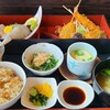 Tenshu kaku - 串揚げ御膳(税込1,600円)
                串揚げ4種
                お刺身
                小鉢
                水菜と油揚げのお浸し
                茶碗蒸し
                竹の子と蒟蒻の炊き込みご飯
                浅蜊入りお味噌汁
                お漬け物 
                デザート
                フルーツ蜜豆