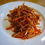 チャーシューと葱の和え物　もう少し辛くても…