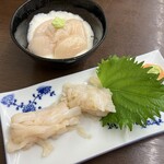 お食事処おさない - ほたてひも刺身,ほたて山かけ