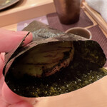 木挽町 とも樹 - 平貝の磯辺。薬味は蕗味噌です