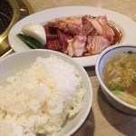 お菊さん - カルビ三種880円のお肉、ごはん、スープ☆（第二回投稿分④）