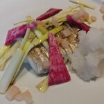 銀座 和郷 - 太刀魚炭火焼　黄韮と大根