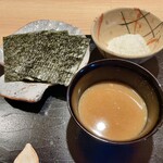 Ryouri - ご飯（ミルキークイーン）と焼き海苔とあら汁