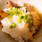 Gion Duck Rice - お茶碗に盛って、薬味と出汁をかけたもの