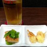 Yakitori Shimada - アサヒ生ビールとお通し。