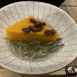 びわ湖花街道 - カボチャの水無月とじゅんさい　スープが美味しい