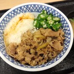 Yoshinoya - 牛麦とろ丼（大盛）（789円）、味噌汁（74円）