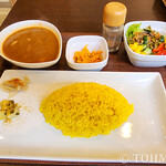 BONGA - 南インドポークカレーと、セットの小鉢とサラダ。