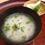 松川 - 先ほどの鱧しゃぶの出汁で雑炊