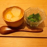 Yakitori Abe - 百合根の茶碗蒸しと菜の花