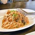 ピッツエリアバール　CACTUS　D'ORO - ・もち豚のプッタネスカ（アンチョビ・オリーブ・ケッパーのトマトソース）スパゲティ