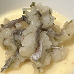 赤坂 鮨大谷 - 花山椒で炊いた鱧と玉蜀黍の冷製茶碗蒸し