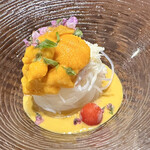 赤坂 鮨大谷 - 塩水馬糞雲丹とズワイ蟹のビーフン