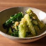 Seared cucumber with refreshing green onion and ginger