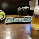 壷天 - 生中とつきだしの野菜スティック