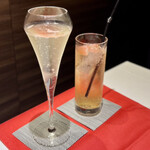 新宿 和食 緒乃 - グラススパークリングとジンジャーエール