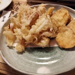 酔灯屋 - 後造り天ぷらと野菜天ぷらの盛り合わせ