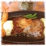 やよい軒 - 海老フライとハンバーグ
