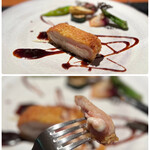 インカメラ コン テラッツァ - 福島の川俣軍鶏のムネ肉を開いたものに、
      ハムとモッツァレラチーズを詰めパン粉をまぶし
      カツレツ風に仕上げたコトレッタ。