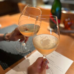 インカメラ コン テラッツァ - まずはシャンパンで乾杯♪
                                “ホントお互い…お疲れ〜！！”  ♪(*^^)o∀*∀o(^^*)♪