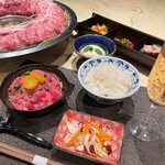 【ランチ限定】A5黒毛和牛赤身と霜降り肉炊き鍋御膳　乾杯スパークリング付