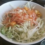 ひやけ - しょうが焼きカレー大盛の別盛りサラダ♪