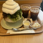 京都宇治 茶想もりた園 - 抹茶とほうじ茶カキ氷に＋クリームトッピング