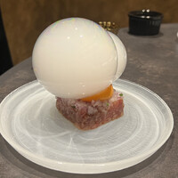 東京焼肉いのうえ 銀座店 - 刺肉:瞬間燻製ユッケ