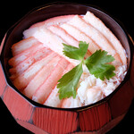 Crab Mushi (comes with Mabushi, condiments, small plate, miso soup, and pickles) Special lemon salt sauce is exquisite