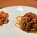 インカメラ コン テラッツァ - ◇桜海老 人参 ラデッキオのペペロンチーノ(友人)