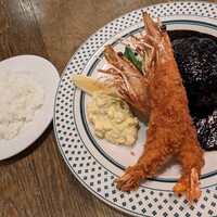 上野洋食遠山 - 大海老ﾌﾗｲとﾃﾞﾐｸﾞﾗｽﾊﾝﾊﾞｰｸﾞ