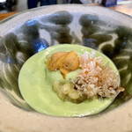 九〇萬 - 甘鯛 鱗揚げ 山口 茶豆のペースト