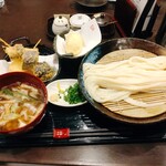 Udon Ya Kazu - 肉汁うどん(普通)＋半熟玉子天＋串天(なす+たまねぎ)