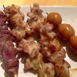 ひより　麦縄本舗　炭焼酒場 - Ｈ25.08　炭焼き（砂肝、なんこつ②、うずら【タレ】）アップ