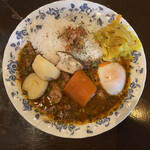 本石亭 - キーマカレー半熟玉子トッピング