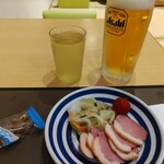 Miura tei - 生ビール　ついてくるチョイスココアピー、鴨ロース