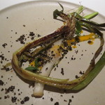 ライラ - 九条葱 ミニ・ポワロー 夏トリュフ グリーン・マスタード 卵黄2