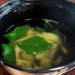 旅館 くらしき - 8月葉月の献立（御香吸い）焼茄子葛豆腐　湯葉素麺