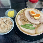 Mizusawaya - バター肉ご飯(小)+柔らかバラ肉そばセット