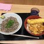 都そば - いか天丼定食（冷そば）