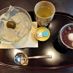 大極殿本舗 - 梅酒の琥珀流しとお汁粉のセット　1580円