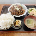 山田ランチ - ホルモン炒め定食　肉御飯大