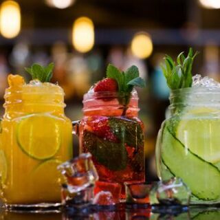 The colorful fruit cocktails are recommended. All-you-can-drink also available