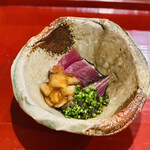 江戸町 すぎもと - この鰹の藁焼き最高で、握りでも頂いたよー