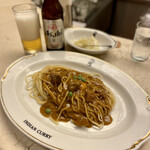 インデアンカレー - ミートにするか迷いまくった末のカレースパ＋卵