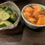 焼肉 フクロウ - 胡瓜ナムル、山芋キムチ