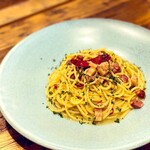 Spicy peperoncino with pancetta and bacon